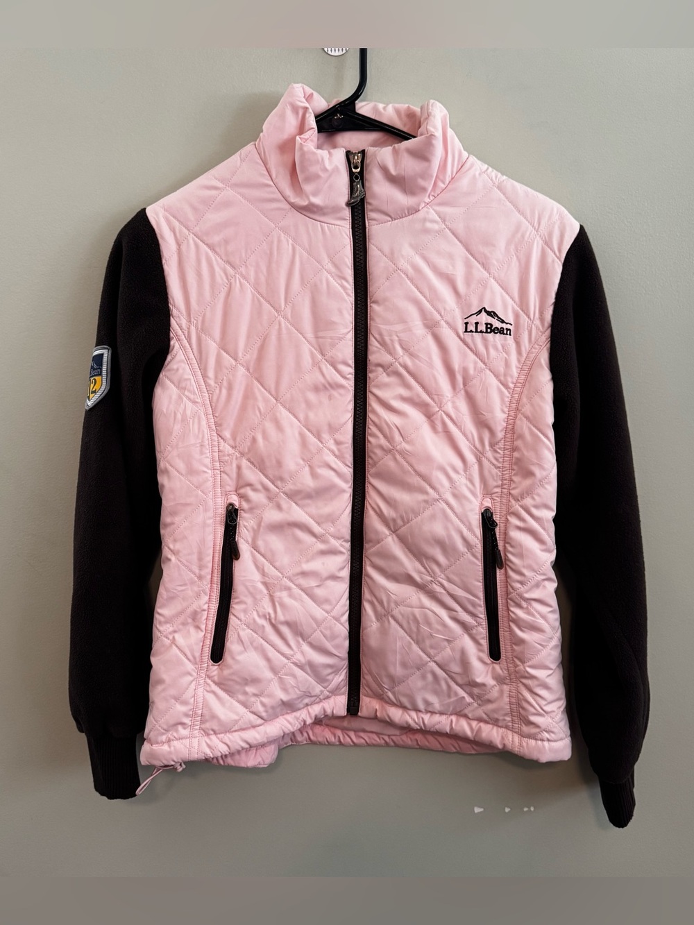 L.L.Bean Womenβs XXS Pink Quilted Fleece Hybrid Full Zip Jacket